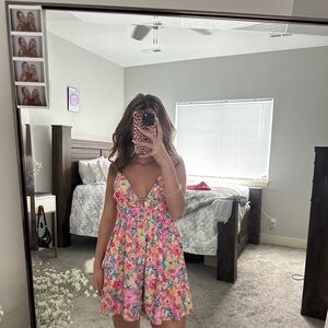 white fox floral romper